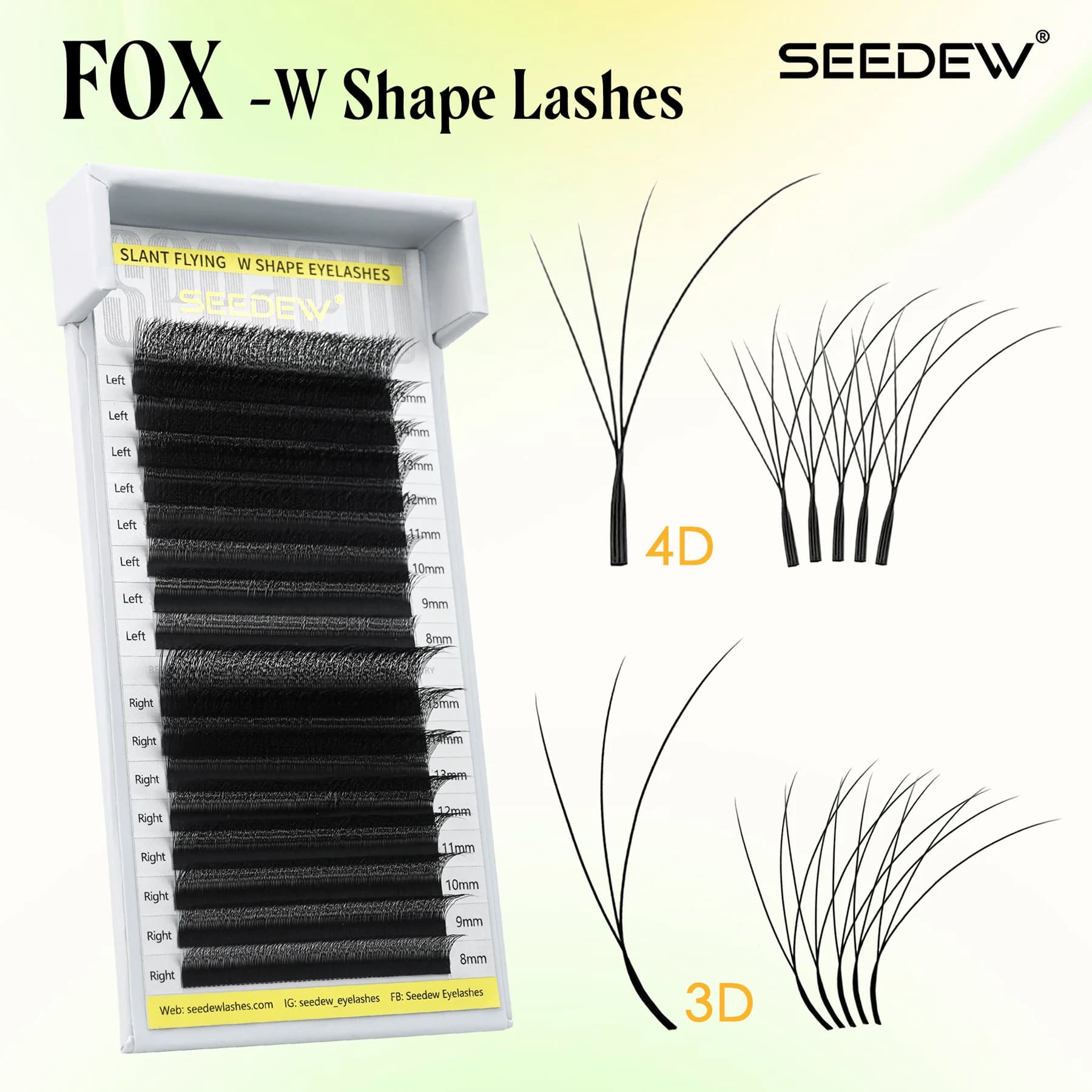 SEEDEW Fox 3D 4D Extended Eyelashes Fake W-shaped Eyelash Cat Eye
