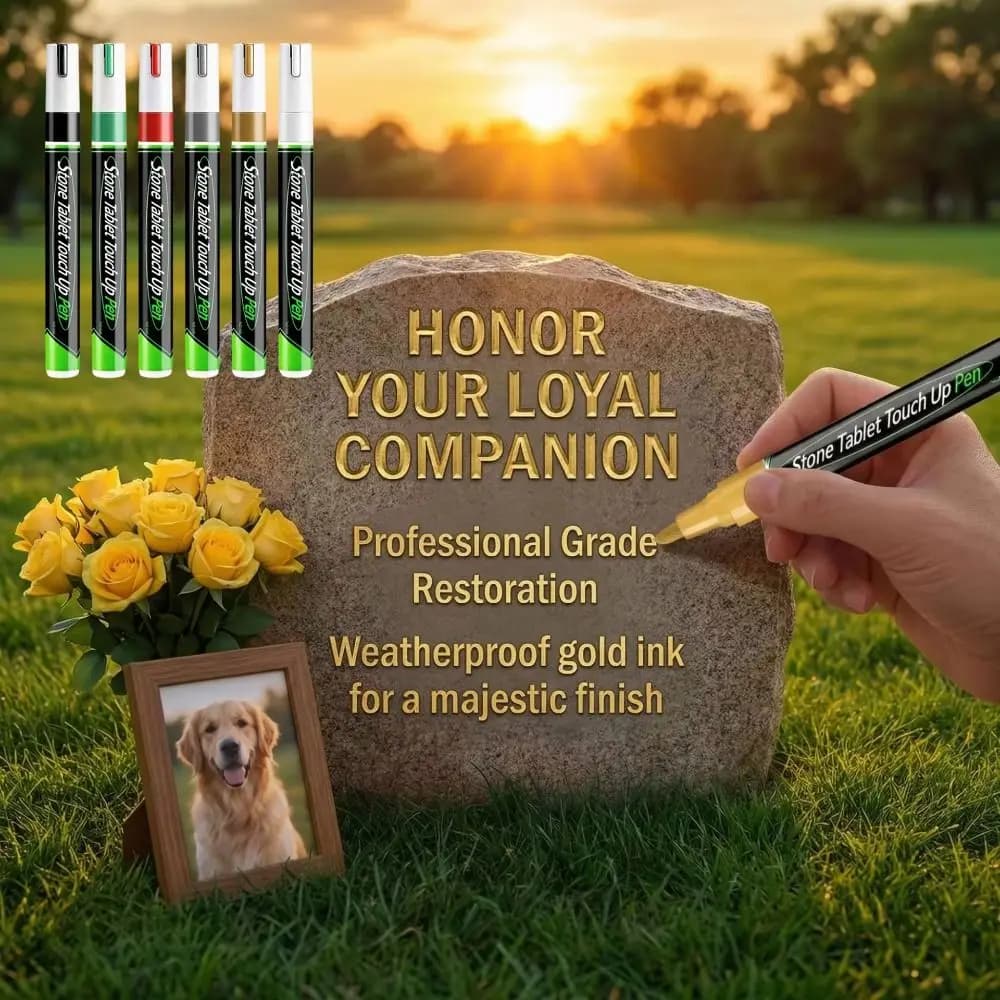 Gold Color Tombstone Touch Up Paint Pen Quick-Drying Oil-Based Tombstone Inscription Pen Extra Large Capacity Weather Resistant
