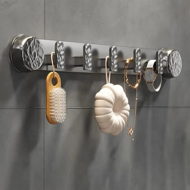 Appendiabiti da parete con ventosa rotante, porta cappelli con 5 ganci, porta asciugamani, porta cappelli, per bagno, cucina, camera da letto