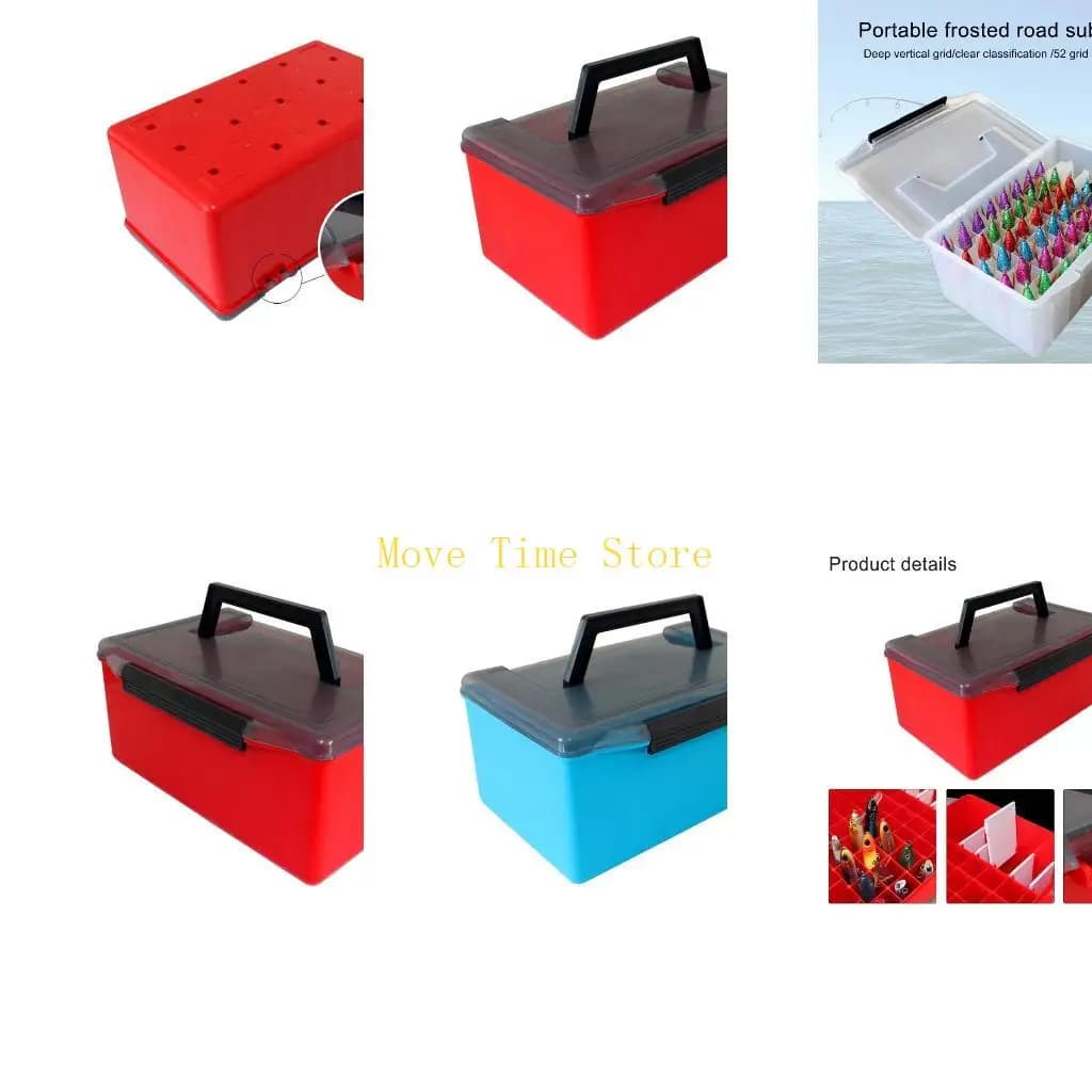 92ME Fishing Box 52 Plastic Tackle Box Lined Box Squid Jig Hard Lures Tool Case Portable Fishing Storage Organizers