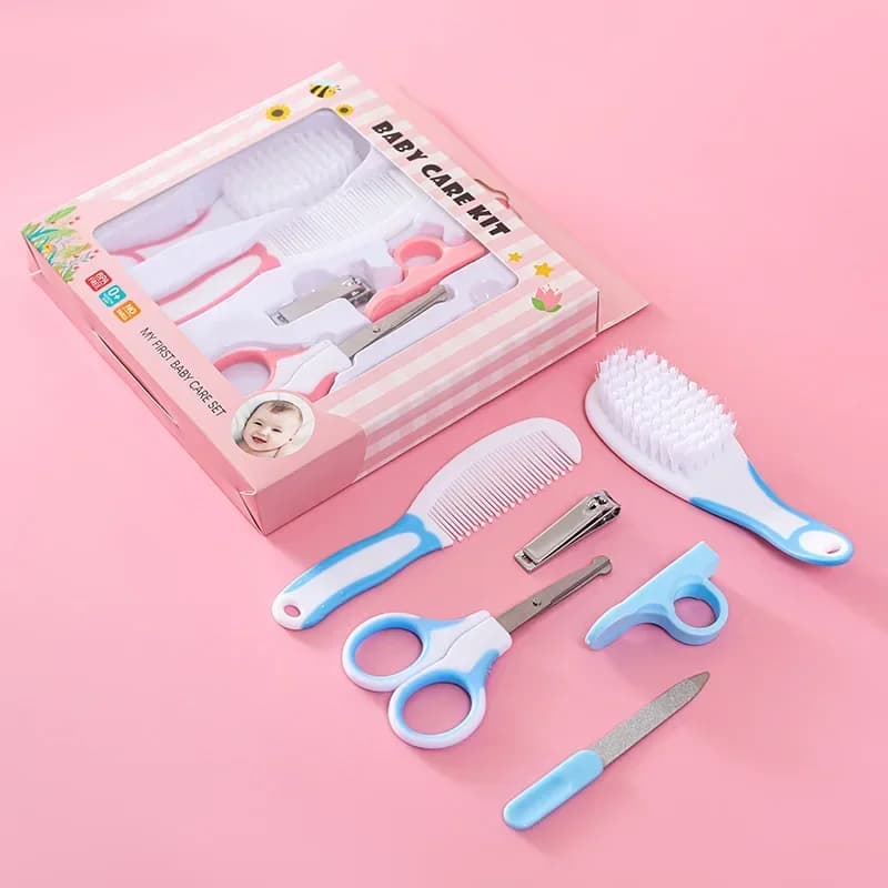 Set di spazzole per la cura sicura dei bambini, confezione regalo ideale per bambini, set di 6 strumenti, kit per la cura del bambino, prodotti essenziali per la cura della salute dei bambini, tagliaunghie.