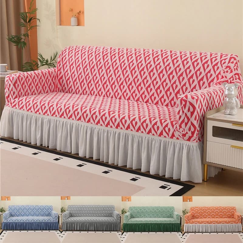 Thickly covering in Jacquard with Gonna, Elastic Cover for Sofa 1/2/3/4 Posts, Living Room Sofa Protection