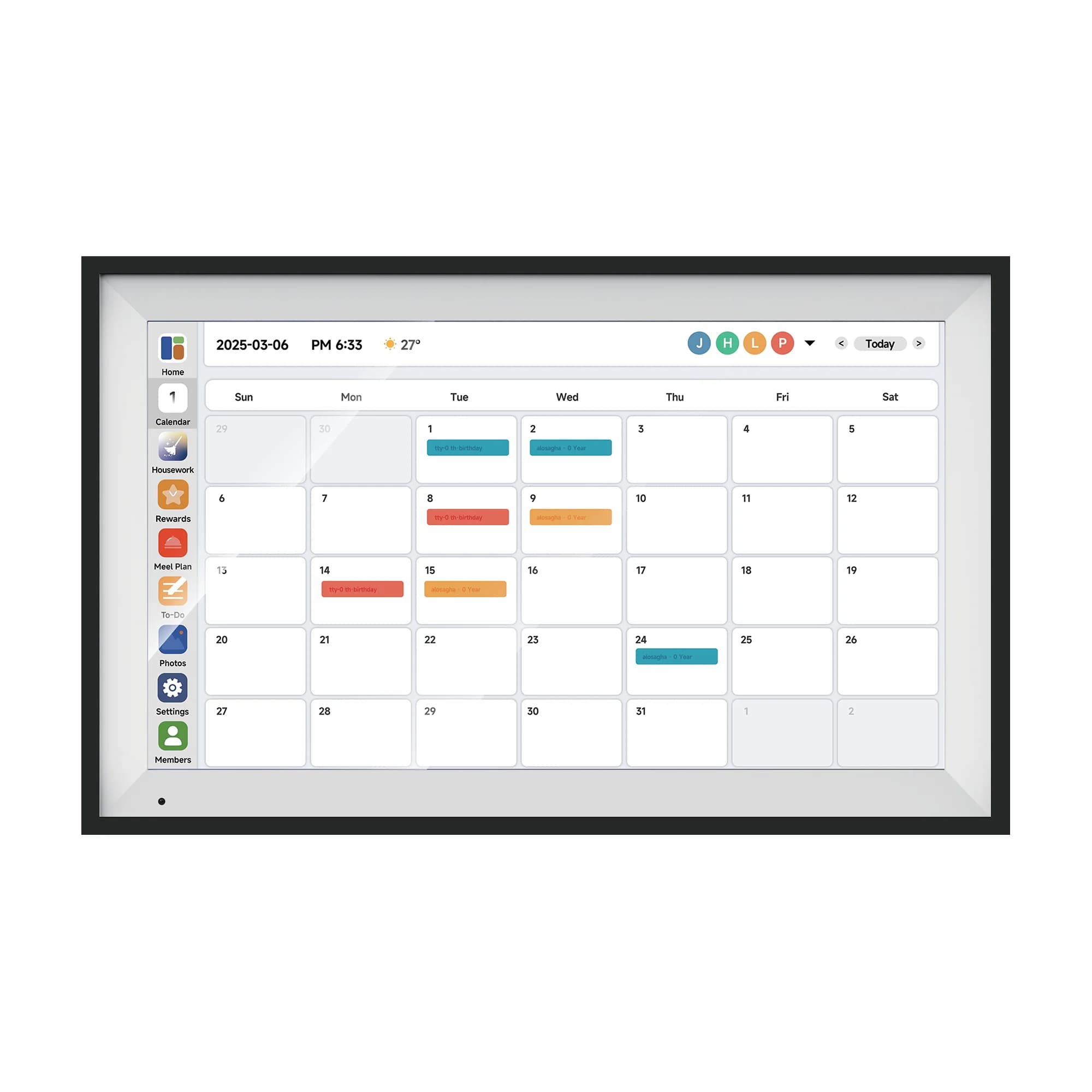 Orologio con cornice per foto con calendario digitale Full HD IPS da 15,6 pollici Supporta touch screen WiFi realizzato in plastica ABS per scrivania/montabile a parete