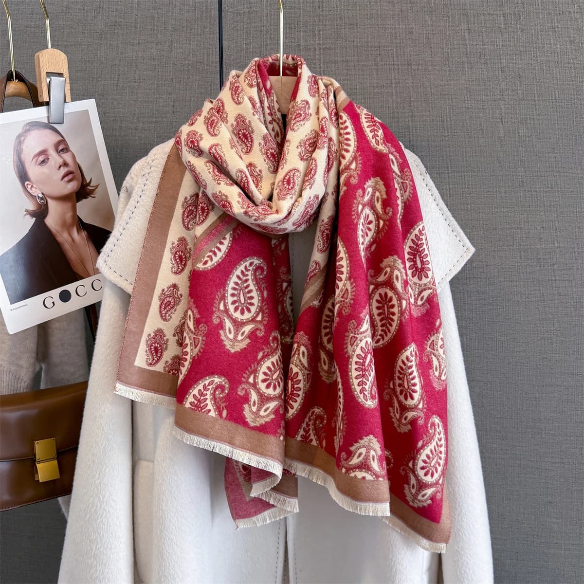 Luxury Hot Scarf for Women Scarf with tassels 63*185 cm Cashmere Imitation Pashmina Orditi Autumn / Winter Cold Resistant Windproof Cover