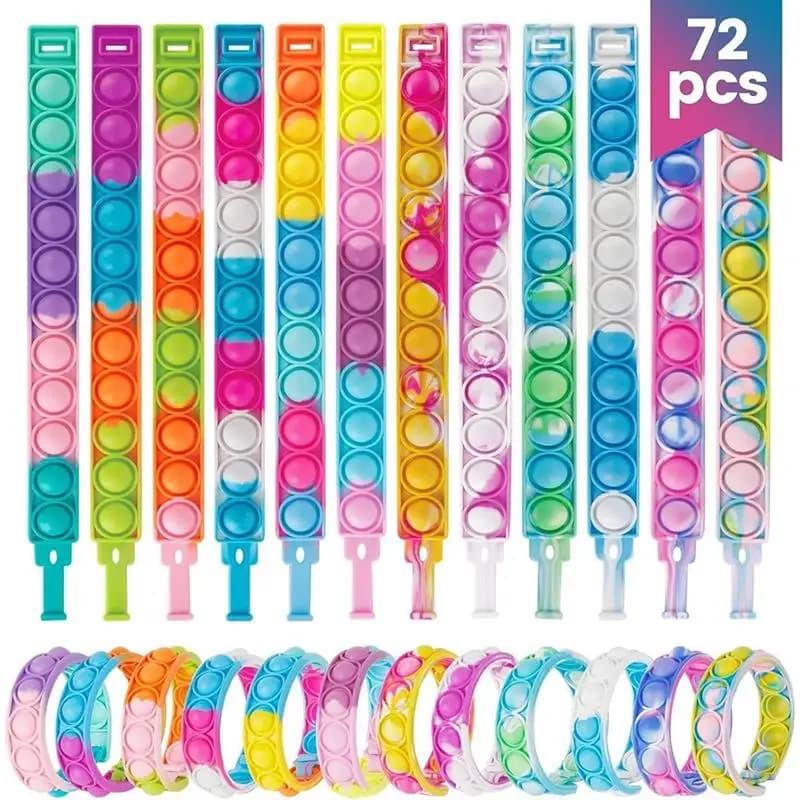 24/48/72 pezzi braccialetto pop giocattolo agitarsi bomboniere per feste di compleanno per bambini riempitivo per sacchetti regalo sensoriale antistress forniture regalo di Natale