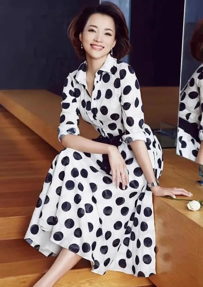 Abito con lacci a pois bianchi Donna Elegante manica lunga Collo rovesciato Abbigliamento streetwear Lady Holiday Party Abiti aderenti