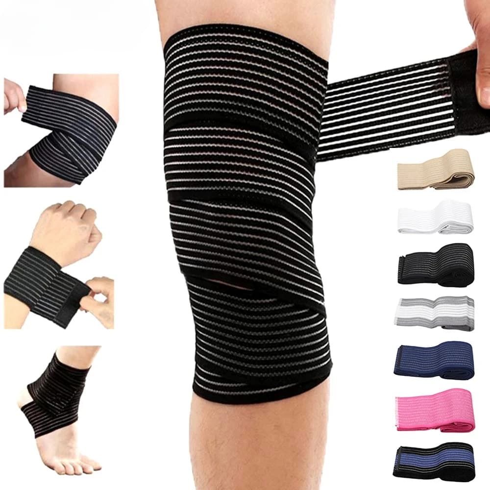 Fascia Elastica Traspirante per Supporto Caviglia, Ginocchio, Gomito, Polso, Mano - Benda Compressiva per Palestra e Sport
