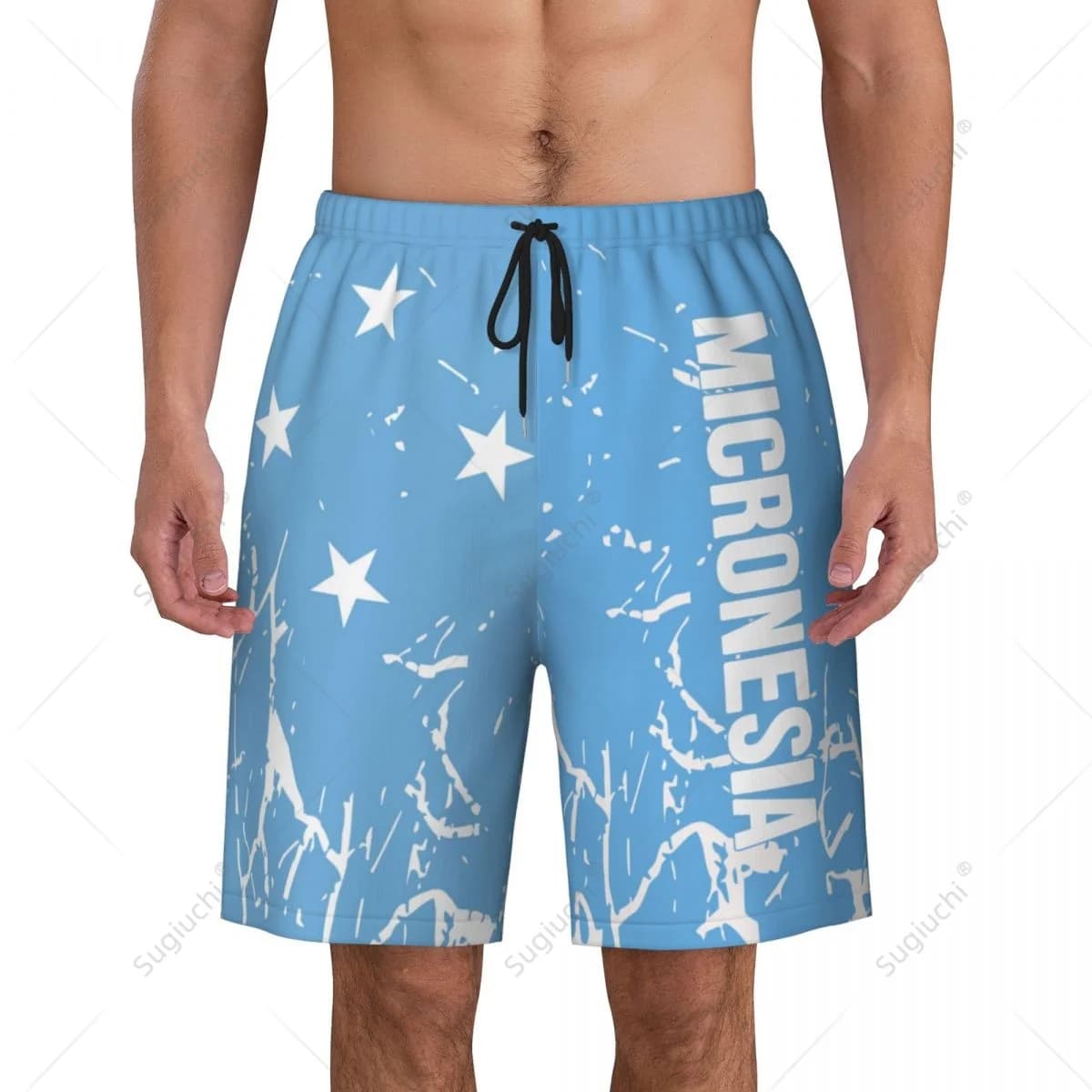 Men's Federated States Of Micronesia Flag Beach Pants Board Shorts Surfing Boys Soccer Cycling Swimwear Running Polyester