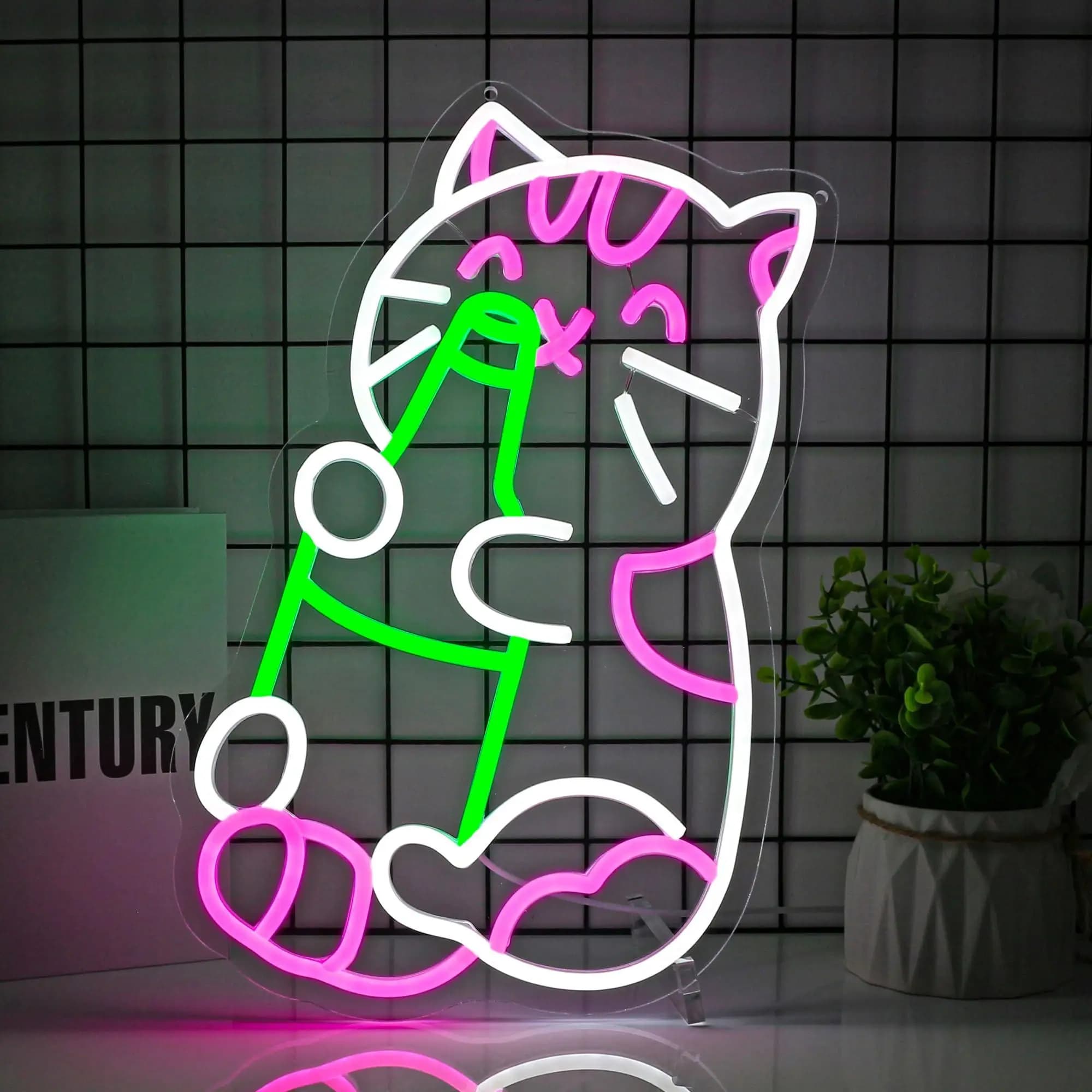 Insegna al neon per birra gatto Luce al neon a LED dimmerabile USB per decorazioni da parete Insegna illuminata per bistrot Negozio Salone Drink Bar Party Club Regalo