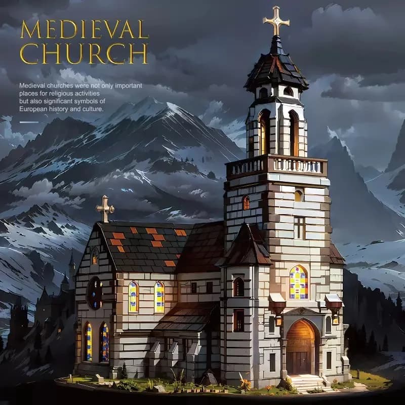 MOC Chiesa medievale Modello Building Block Chiesa europea medievale Street View Mattoni Puzzle educativi Giocattoli Regali di Natale per bambini