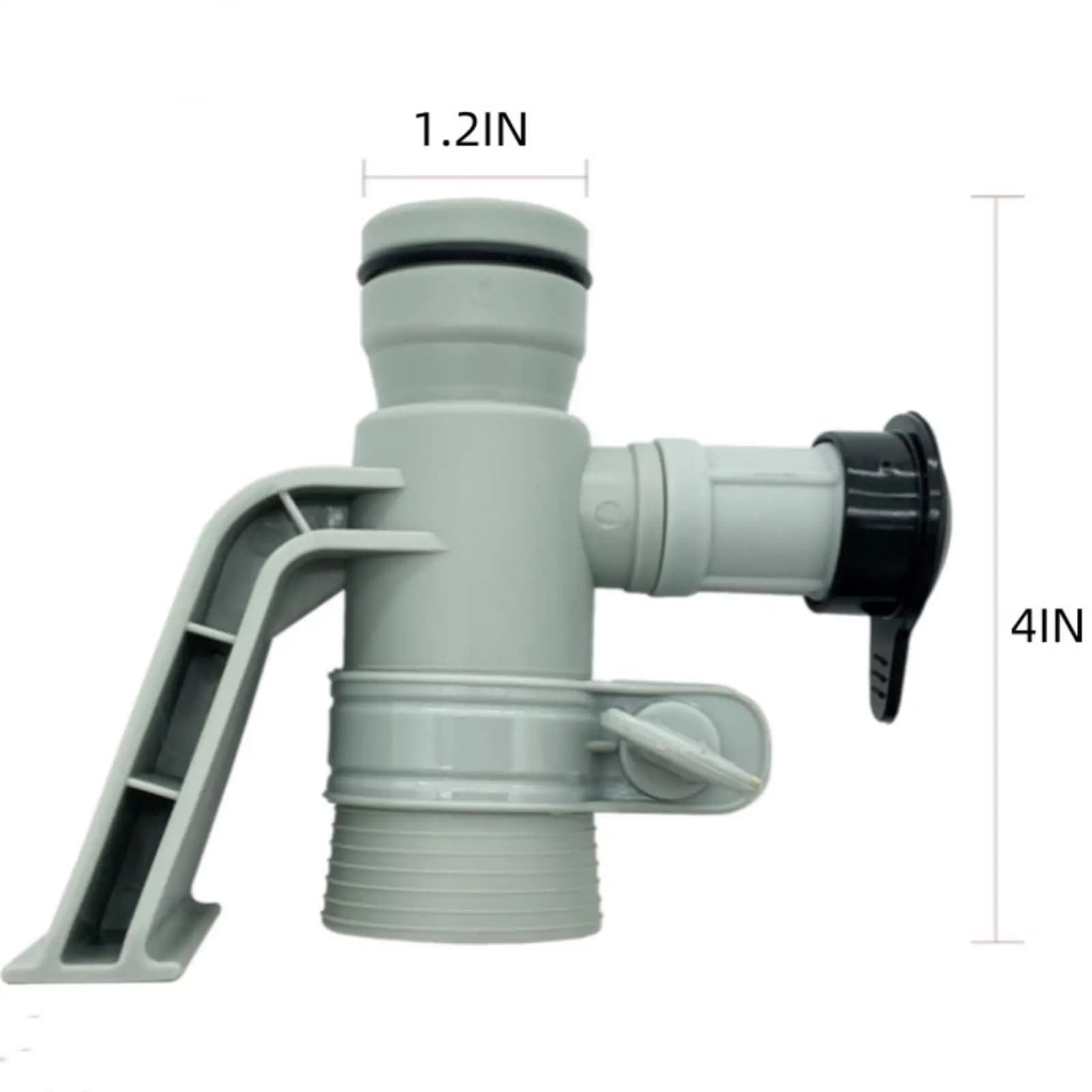 Replacement Swimming Pool Hose Adapter Connector Gray Valve and Cap for Rectangular Removable Pools