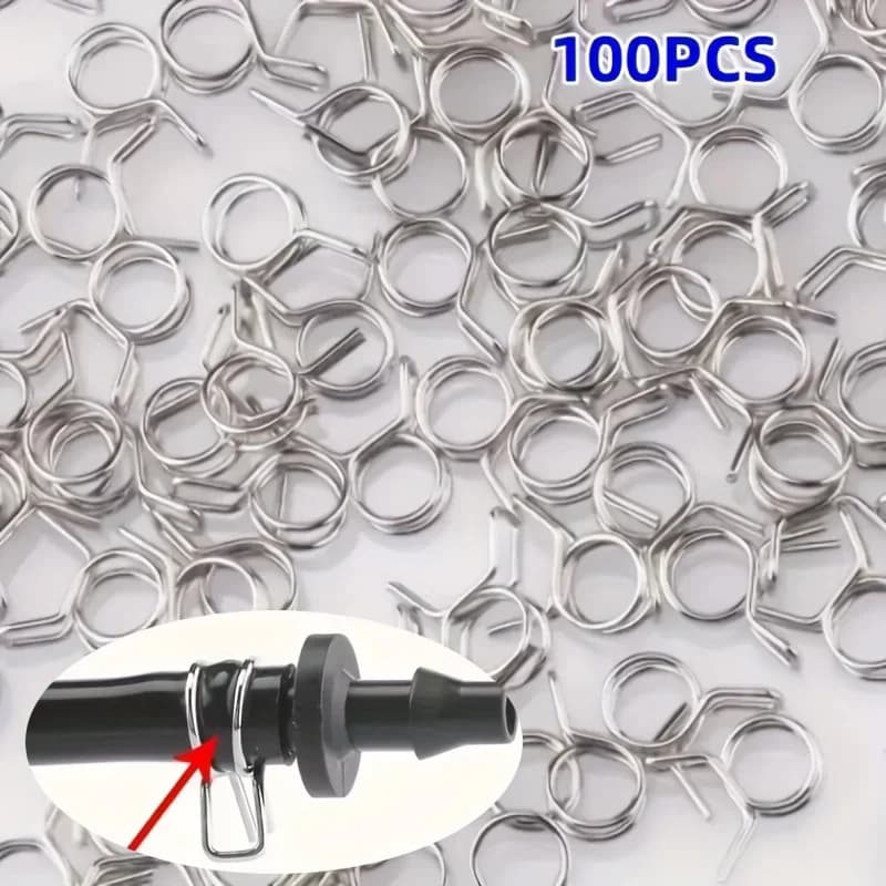 100 pz 1/4 pollici clip per irrigazione in acciaio inossidabile connettori per tubi flessibili resistenti alla ruggine kit di riparazione per perdite da fattoria per giardino
