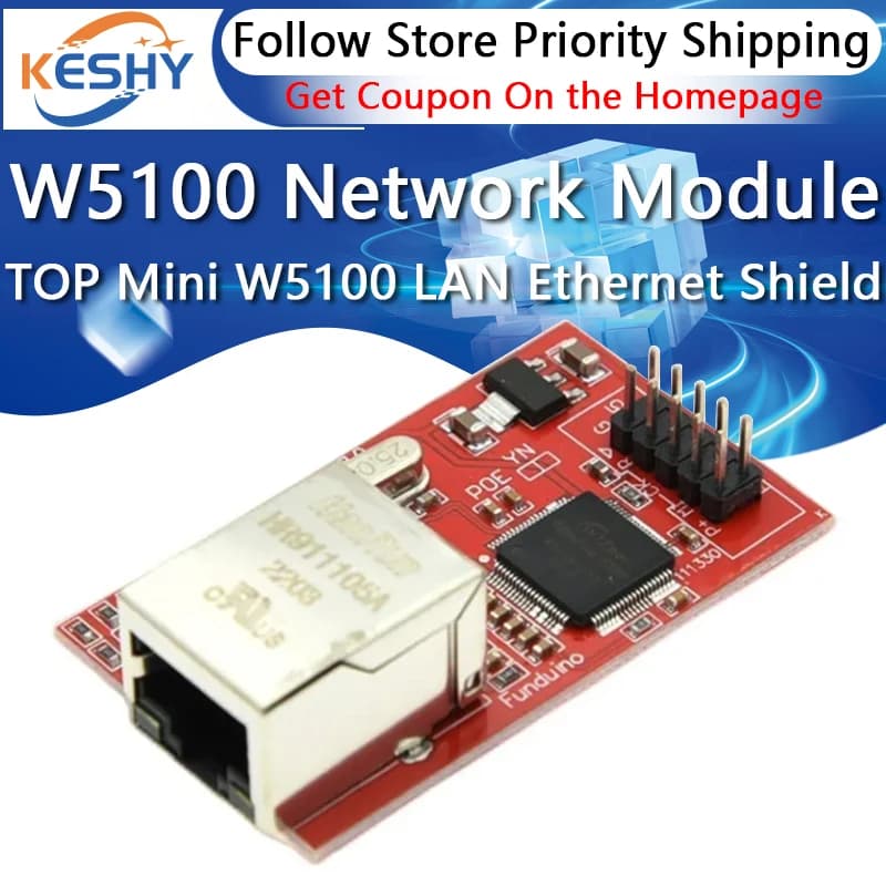 Modulo scheda di rete TOP Mini W5100 LAN Ethernet Shield per Arduino