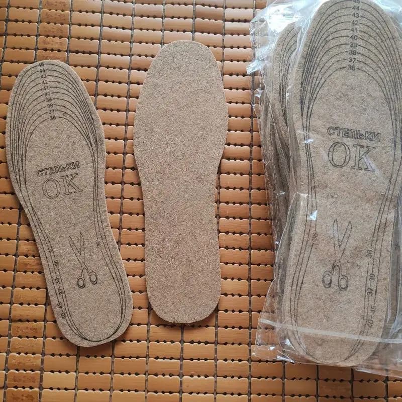 1Pair Cuttable Felt Shoe Insoles Breathable Moisture Wicking Soft Comfort For Work Boots Hiking Daily Wear All Seasons