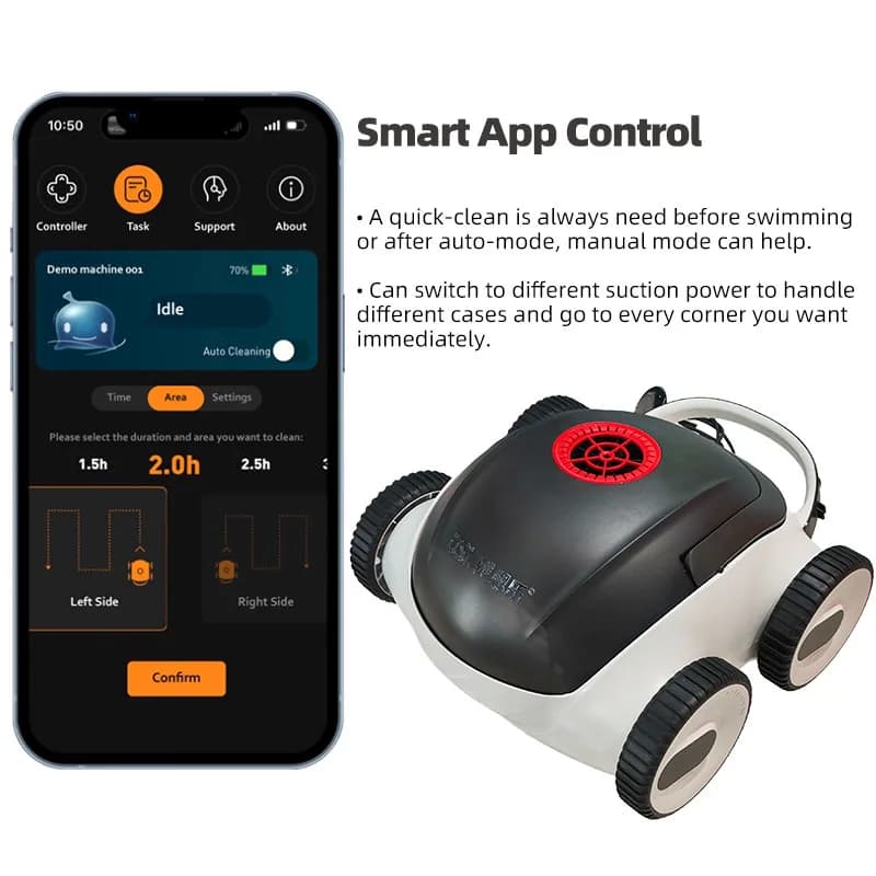 Cordless Robotic Pool Cleaner with Lithium Battery Smart Automatic Wall & Floor Vacuum 3-4H Runtime Villa Hotel Commercial Pool