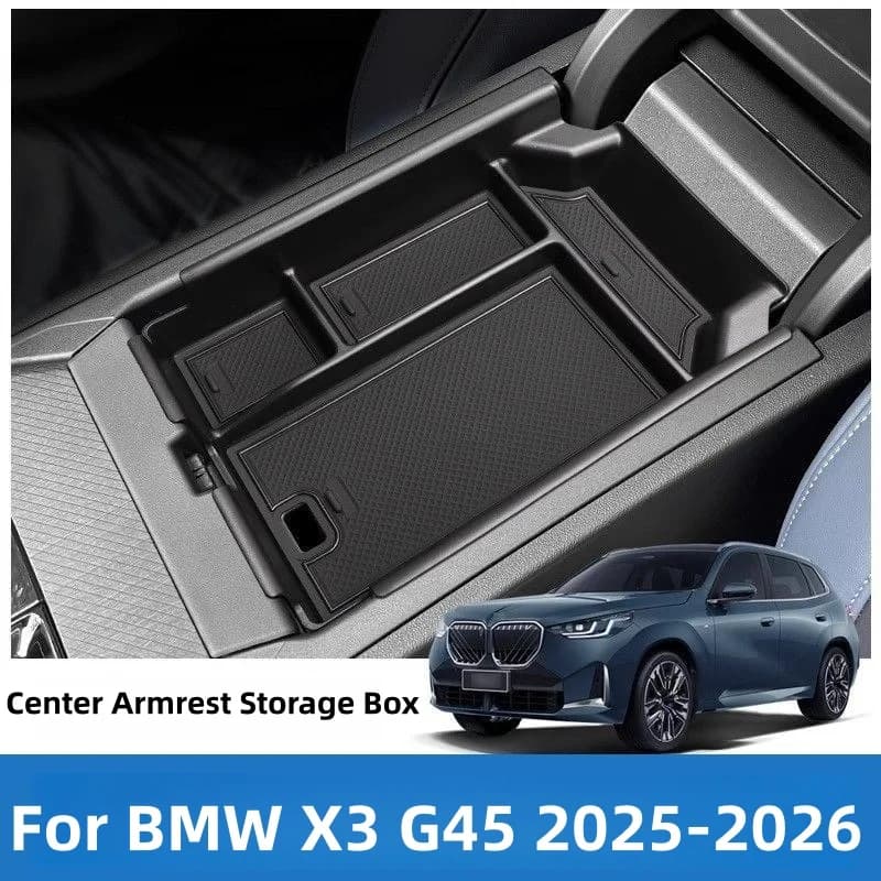 For BMW X3 G45 2025-2026 Central Console Armrest Storage Box Behind Screen Organizer Anti-Slip Mat Car Interior Accessories