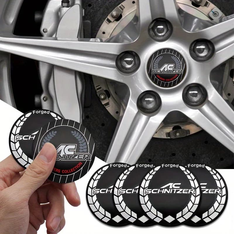 4 Pezzi 56MM Adesivi Badge Logo AC SCHNITZER per Coprimozzi Auto, Adesivi Decorativi per M3 M5 E34 60 E46 E39 X3 X5 Accessori