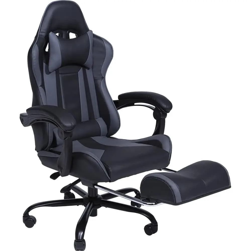 Sedia da gaming e da ufficio, design ergonomico, grigia, 28x28x44 pollici