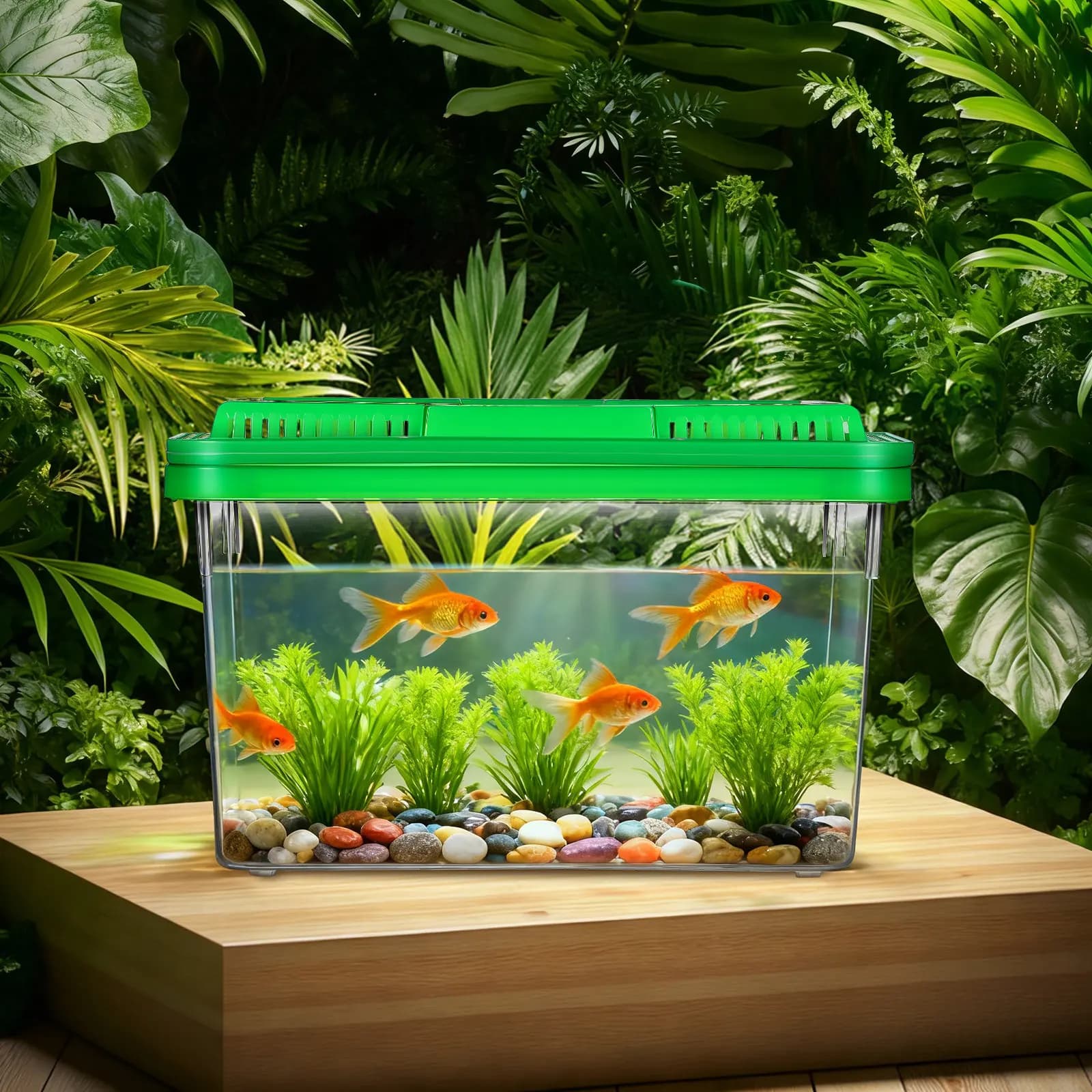 Piccolo Acquario Trasparente Portatile in Plastica con Maniglia per Trasporto Animali Domestici Tartarughe Criceti Rettili