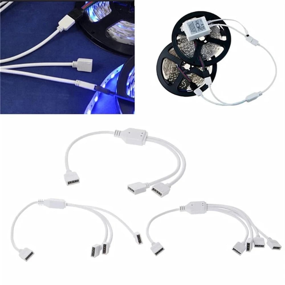 Adattatore per Strisce LED, Connettore Femmina per Strisce LED, Connettore RGB, Splitter RGB a 4 Pin, Cavo di Prolunga RGB, Cavo Splitter a 4 Pin