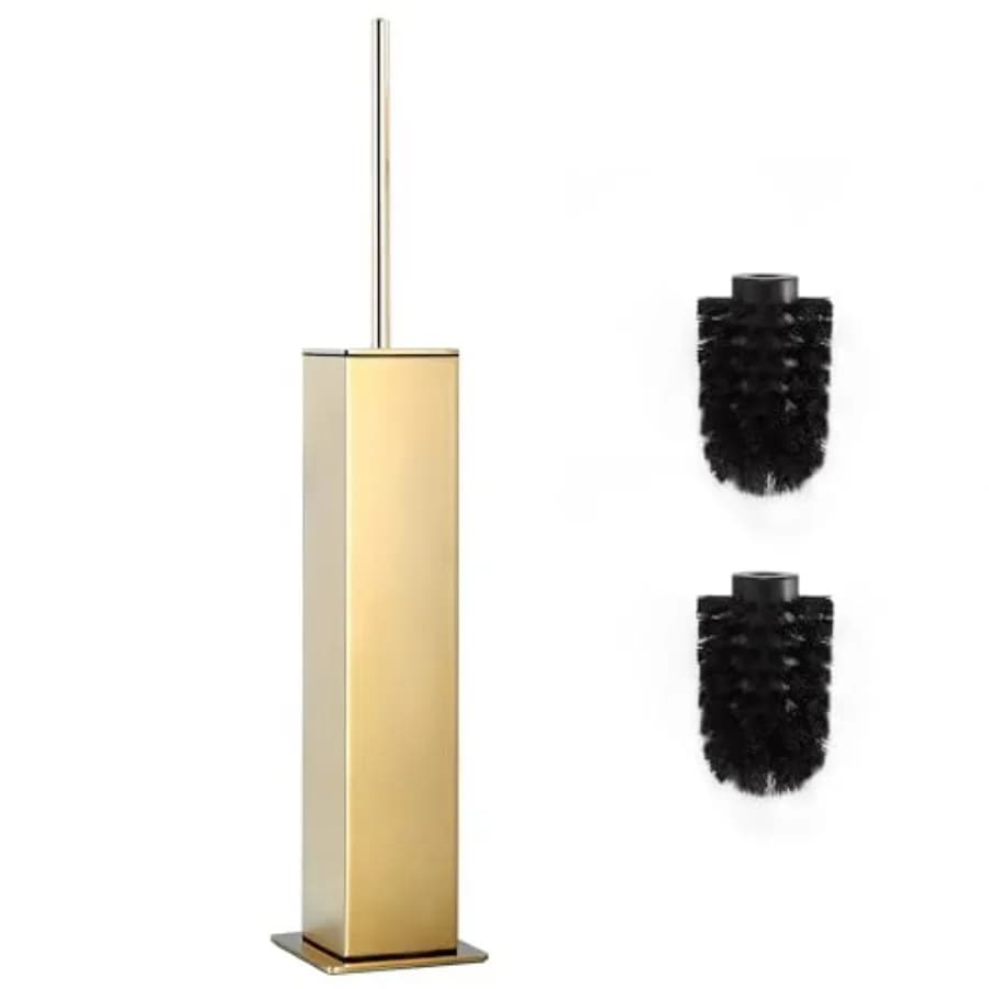Toilet Brush with Holder 304 Stainless Steel Toilet Bowl Brush, Square Bathroom Cleaner Brush