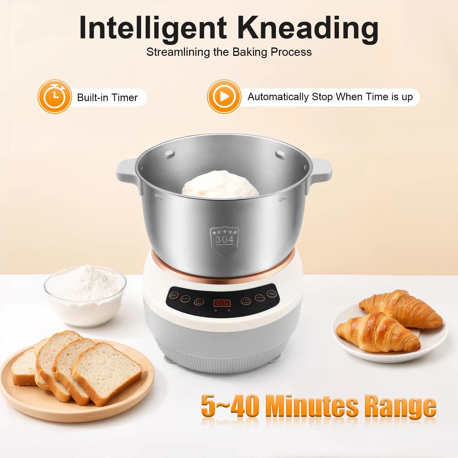 Impastatrice elettrica con funzione di fermento Impastatrice Impastatrice Farina Impastatrice per Pizza Pane 200W 5L