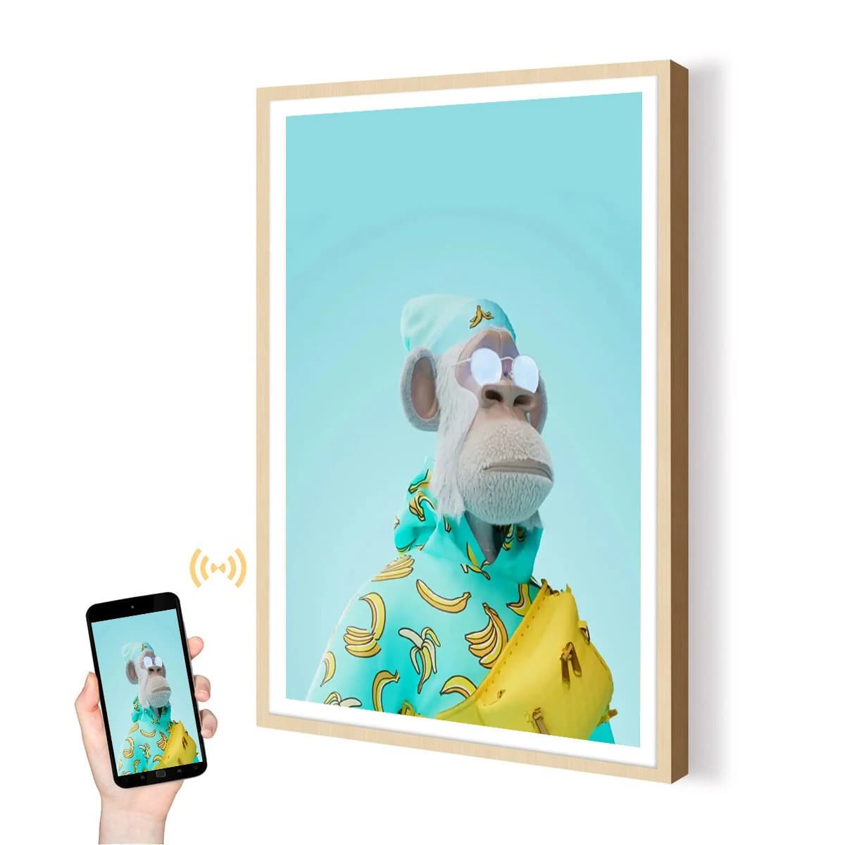 27-inch Digital Smart Frame with Cloud Display for Photo and Video NFT, High Definition, Portable, Wi-Fi, Wood