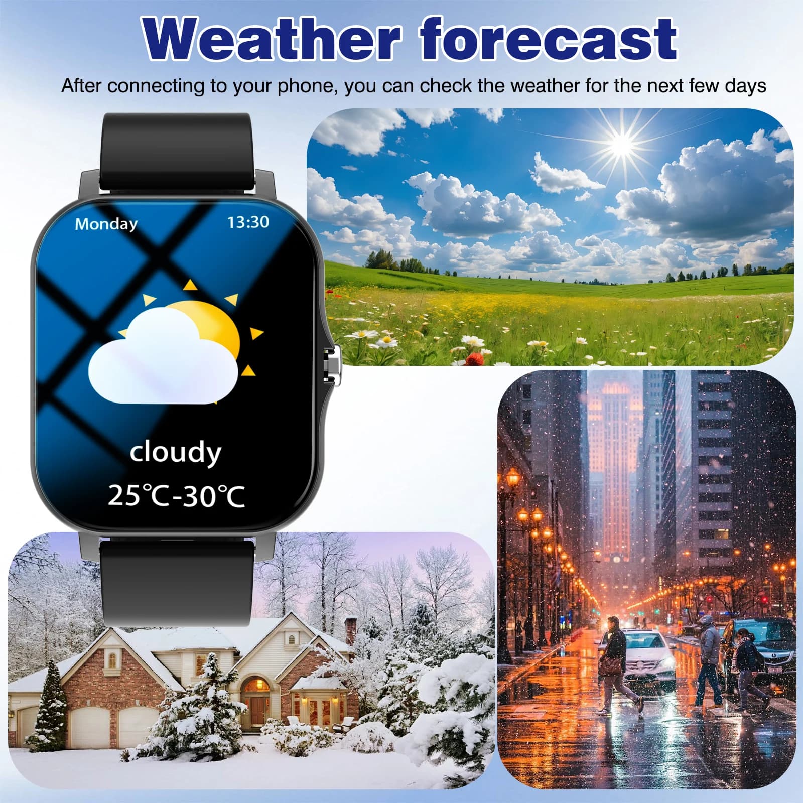 Multifunctional Smart Watch with Replacement Watch Band, Fashion Digital Watch with Phone Call & Music Control, Sports Watch for