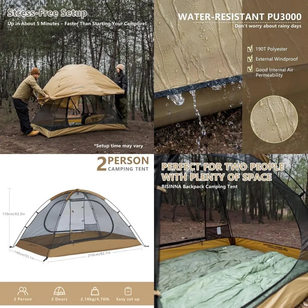 Ultralight backpack for 2 people and 3 seasons with waterproof function and aluminum poles for hiking and mountain adventures