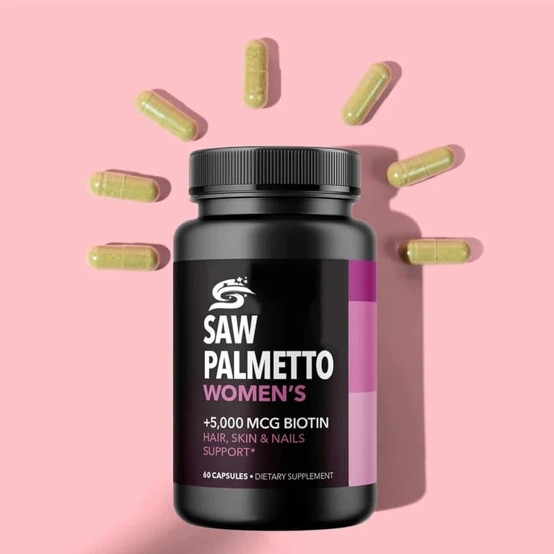 Women'ssawpalm 60 capsules Biotin supplement Dht Blocker Vitamin for hair Creates a look of women's hair after childbirth