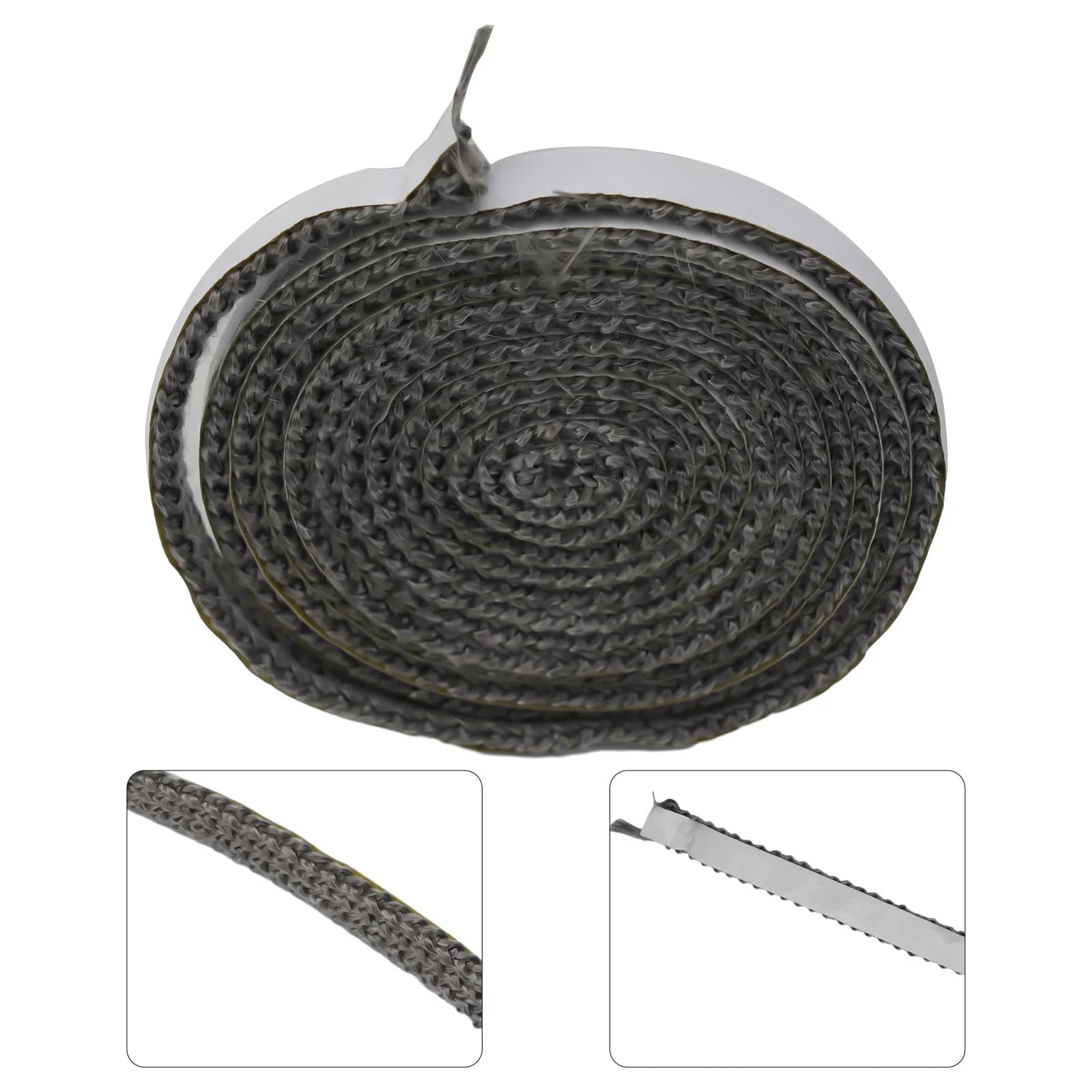 Black Flat Stove Rope Glass Seal Fire Rope 15mm Wide X 2mm Thick For Wood Burner Oven Door Kiln Furnace Sealing Gasket Replaceme