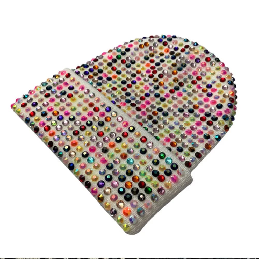 Berretto casual versatile Cappello elastico a crimpare caldo berretto hip-hop Berretto lavorato a maglia con strass antivento lucido per uomo e donna
