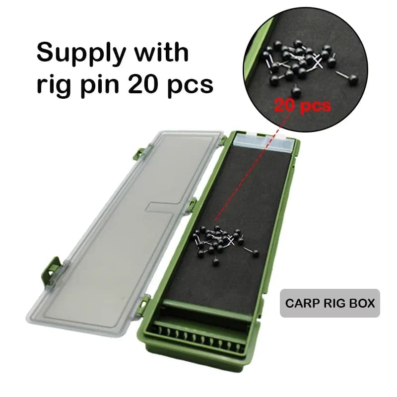 Carp Fishing Equipment Box with 20 Pins, Rig Hair Chod Helicopter Ronnie for Carp Fishing, Fishing Accessories