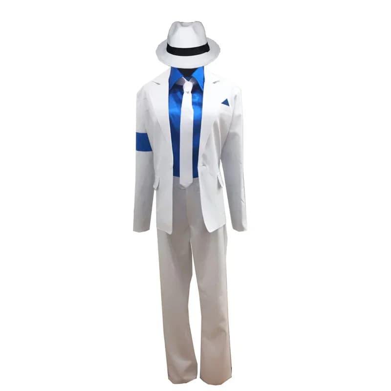 Custom Made Michael Jackson Smooth tuta criminale Michael Jackson Costume Cosplay top + pantaloni + camicia + cravatta + cappello + cinturino