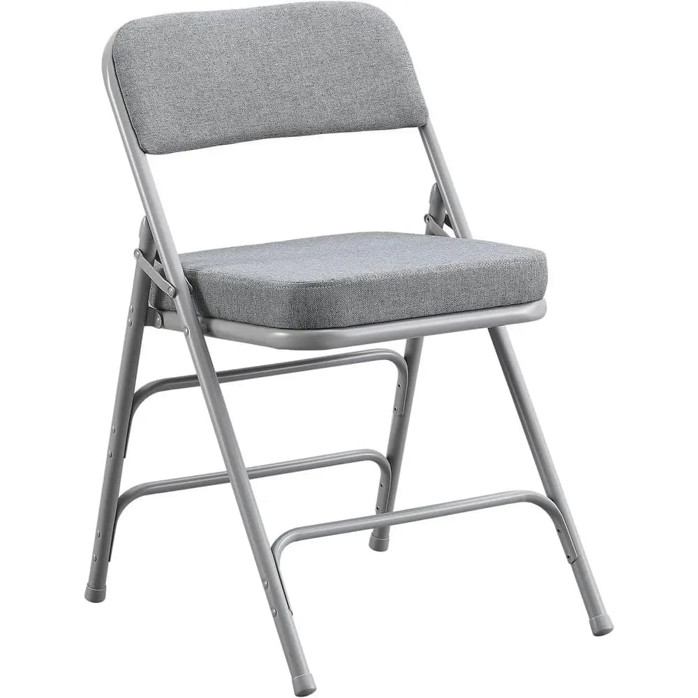 Sedia pieghevole imbottita, sedia pieghevole con cuscino spesso, sedia pieghevole in metallo resistente per esterni e interni, per sala da pranzo e feste, grigia