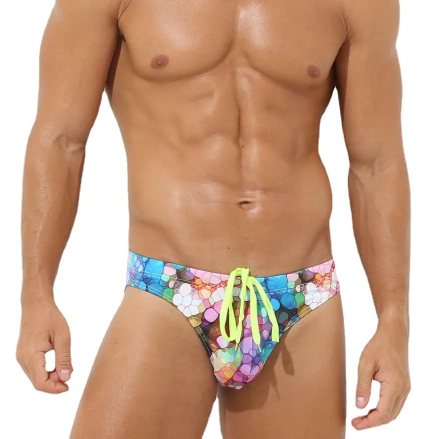 Costumi da bagno con stampa di moda Slip da bagno da uomo Vita bassa da uomo Pantaloncini da bagno da piscina Costume da bagno da uomo da spiaggia Costume da bagno da uomo da surf