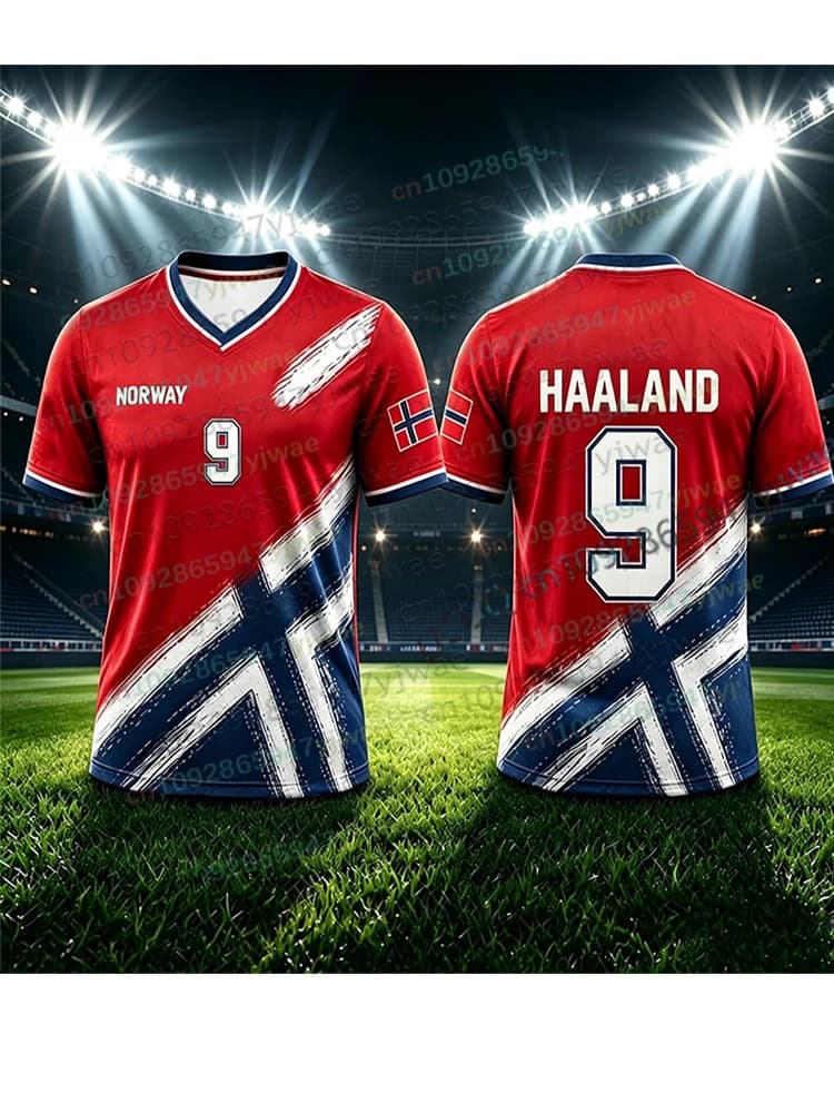 Haaland Norway No. 9 Fans T-Shirt Summer Breathable Quick Dry Mesh Jersey Streetwear Parent-child Competition Training Tshirts