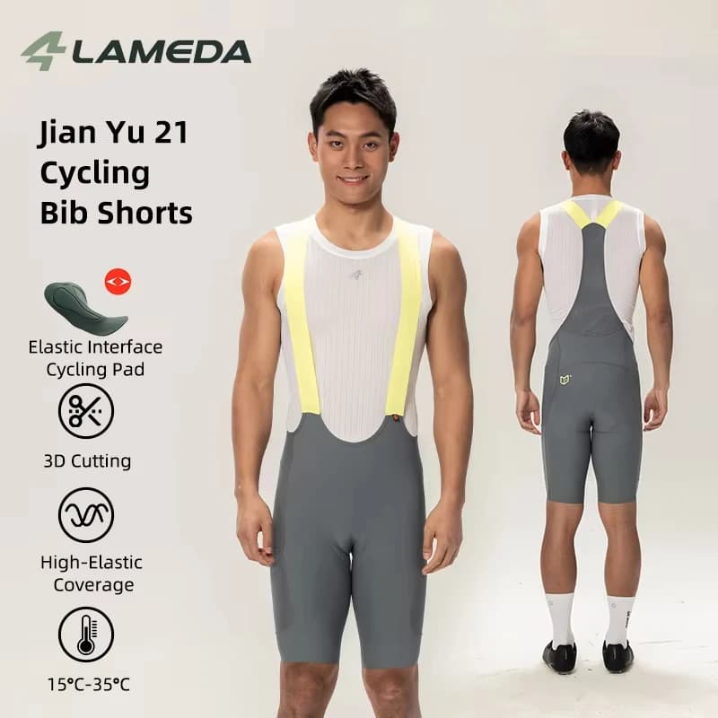 LAMEDA 2026 Professional Cycling Shorts with Bretelle, Elastic Interface, Breathable, Urti Absorption, Rapid Drying, For Men