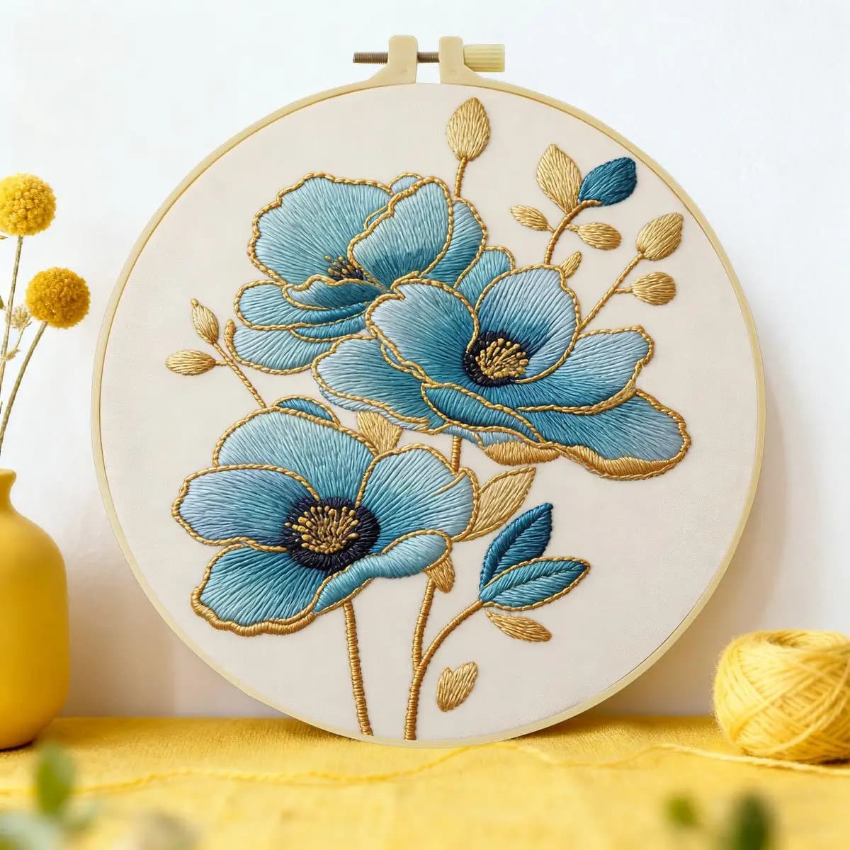 1pc 20X20CM/15X15CM 7.87/6.3inch Plants - Flowers Embroidery Starter Kit DIY Kit DIY Embroidery Kit Manualidades Sewing Art