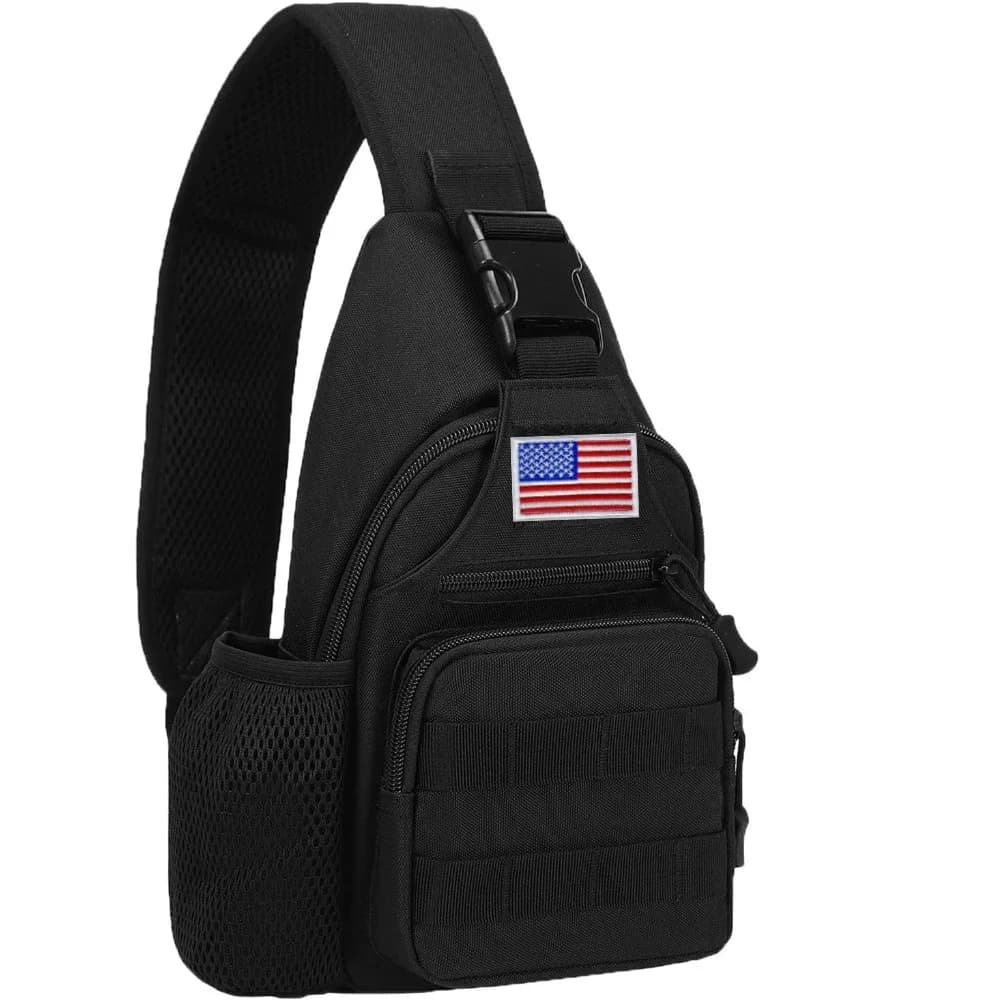 Borsa a Tracolla Tattica per Uomo con Portabottiglie, Borsa a Tracolla MOLLE EDC con Porta USB per Viaggi