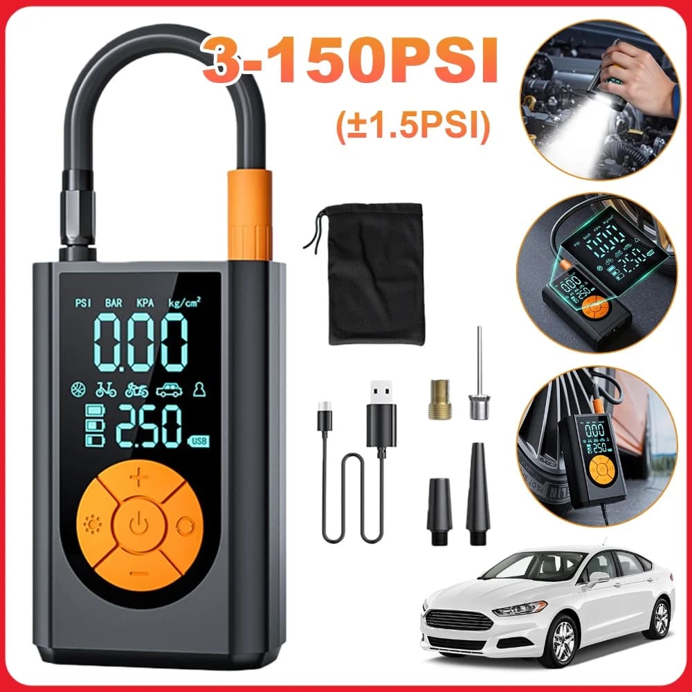 Cordless Mini Bike Pump with Digital Gauge Air Pump with Rechargeable Battery for Car Motorcycle Bicycle Balls and More