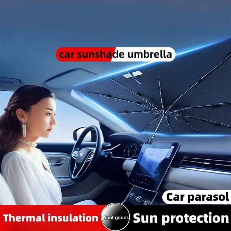 Ombrello parasole per parabrezza auto, che protegge il cruscotto dalla luce solare, pieghevole adatto a vari accessori per auto