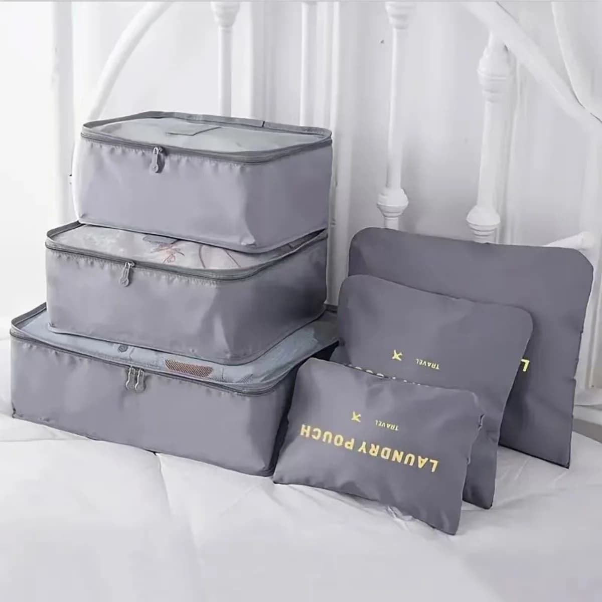 6Pcs Set Packing Cubes Organizer for Travel Clothes Luggage Suitcase Pouch Blanket Shoes Bag - Travel Bag Organizer
