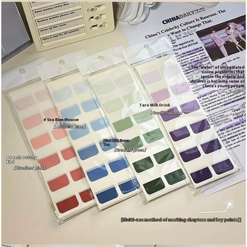 1PACK gradual change of color Writable Sticky Notes - Strong Adhesive Page Markers Suitable for Students & Office Workers, Transparent Front for Scanners/Faxes, Color-Coded Index Tabs for Books, Documents, Planners, Tablets, Smartphones (Daily