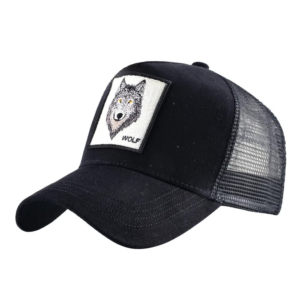 Four Seasons Trucker Cap Men Women Snapback Hip Hop Baseball Cap With Embroidery Wolf Patch Adjustable Visor Hat