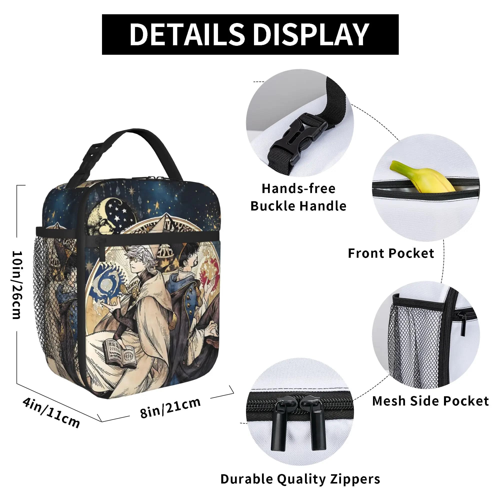Olruggio And Qifrey Witch Hat Atelier Anime Thermal Insulated Lunch Bag for Office Portable Food Bag Cooler Thermal Lunch Boxes