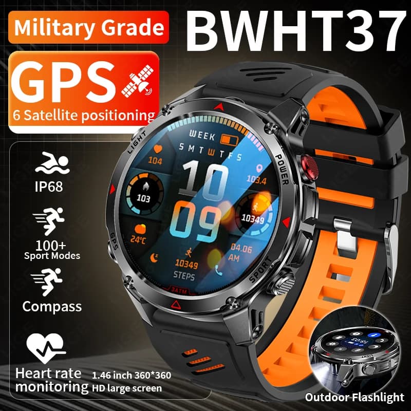 2025 Nuovo Militare Bluetooth Chiamata Astuto Della Vigilanza Dell'uomo GPS Track Bussola Altimetro Barometrico IP68 Impermeabile Sport Smartwatch Uomini