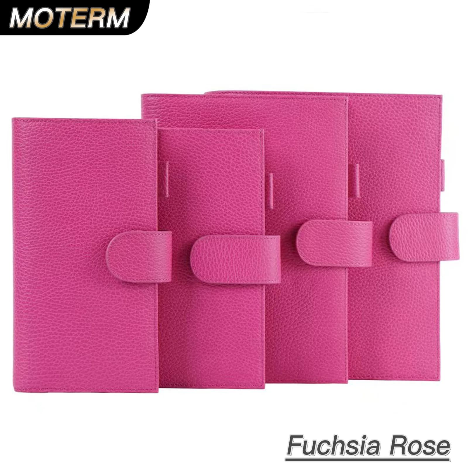 Copertina per Agenda/Quaderno in Vera Pelle Martellata Moterm, Colore Rosa Fucsia, in Vera Pelle Bovina, per Diario, Organizer, Viaggio