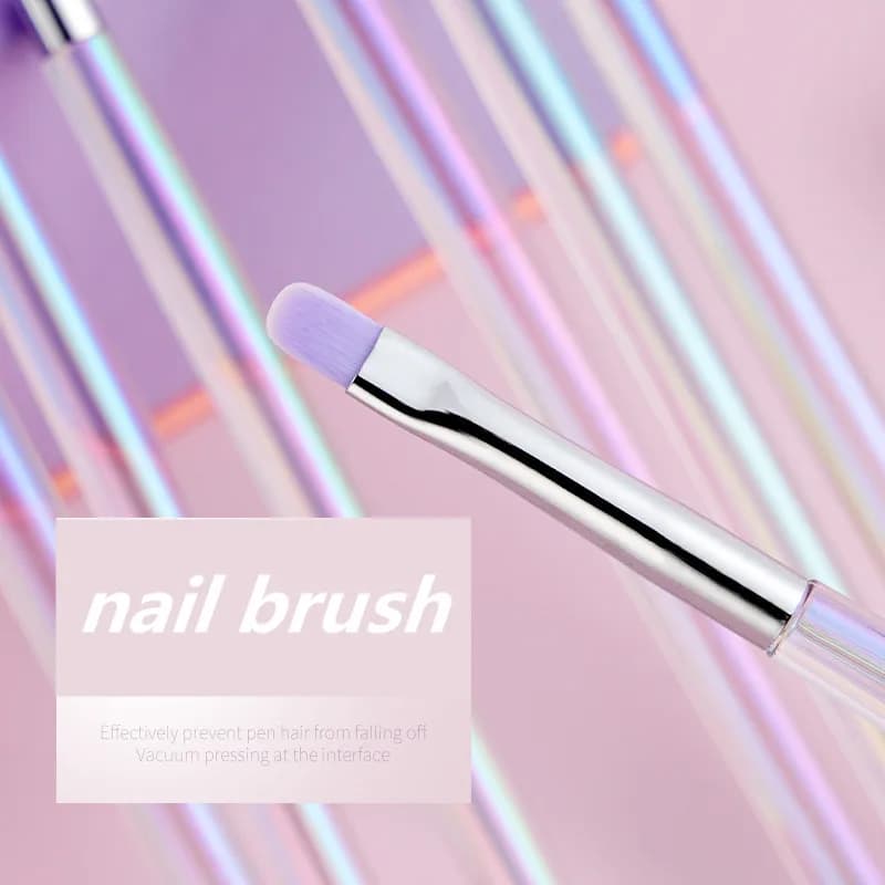 Set di 1/8 Pennelli per Nail Art, Pennelli per Disegno e Pittura, Pennelli per Polvere Acrilica, Gel UV, Estensione Unghie, Strumenti per Manicure