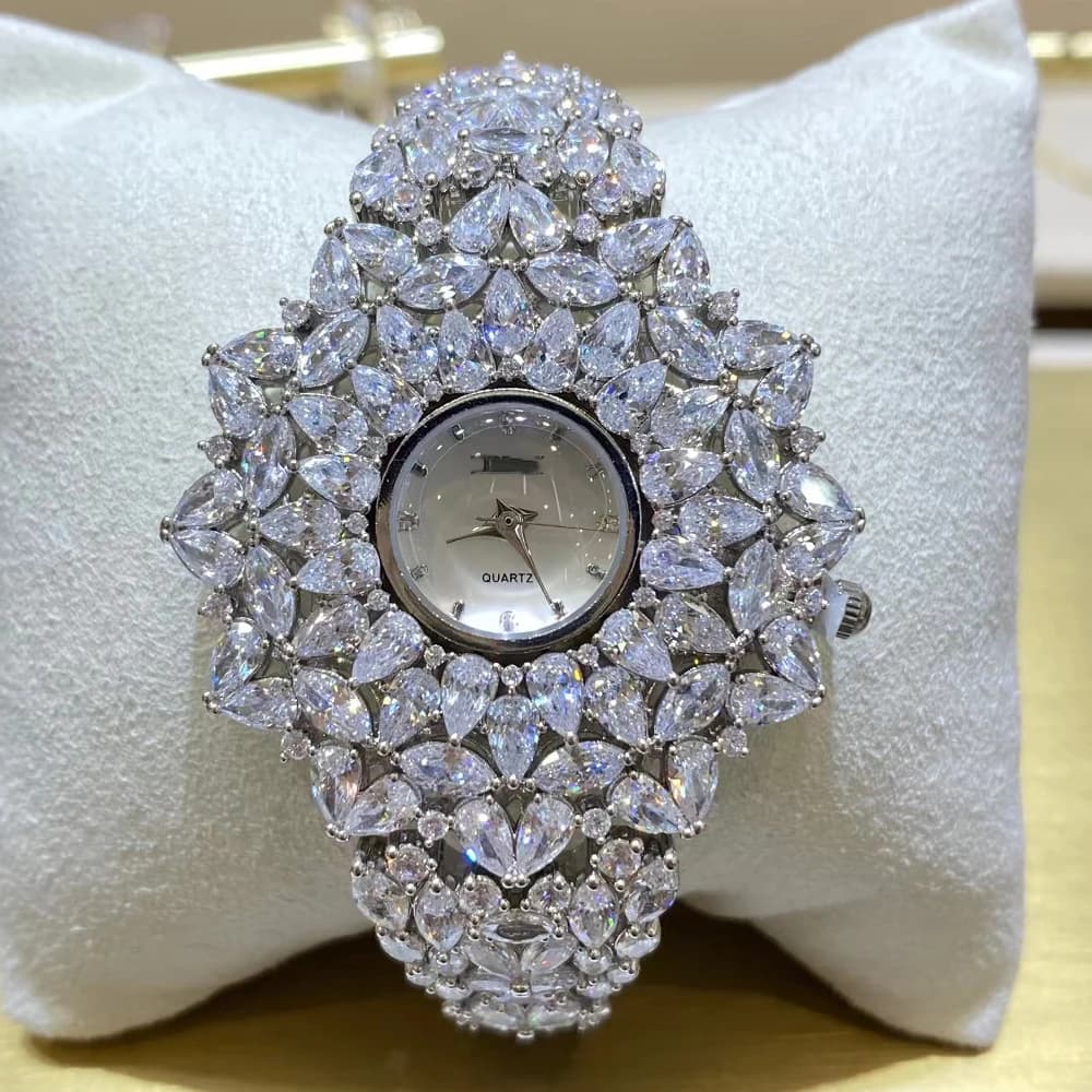 016010 Orologio di lusso da donna Bracciale per orologio in cristallo di zircone AAA per movimento di gioielli per feste di nozze Accessori per orologi impermeabili